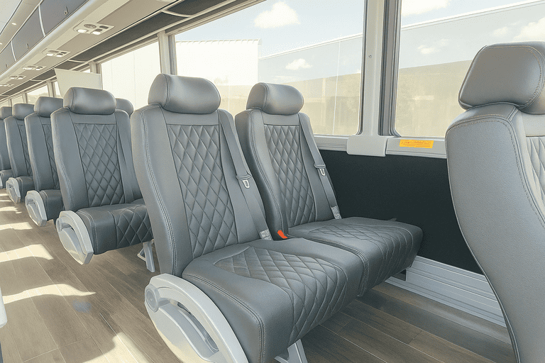 interior of Coach Bus Utica charter bus